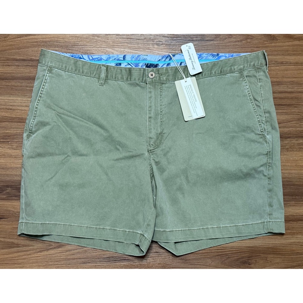 Tommy Bahama Mens Boracay 6"Chino Flat Front Shorts Tea Leaf Green Size 44 NWT